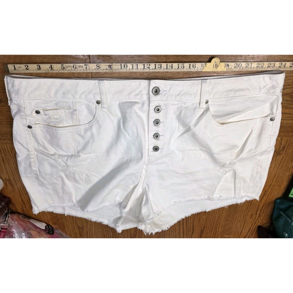 Torrid White Cut Off Shorts Button Denim Plus Size 26